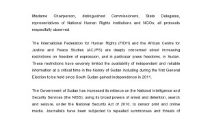 10-10-15 FIDH ACJPS Joint Oral Statement FOE Sudan  (1)-page0001