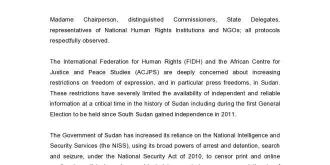 10-10-15 FIDH ACJPS Joint Oral Statement FOE Sudan  (1)-page0001