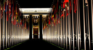 palais des nations at night