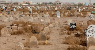 The cemetery where a mass grave containing bodies of conscripts killed in 1998 was discovered in Khartoum (Photo credit AFP)