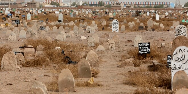 The cemetery where a mass grave containing bodies of conscripts killed in 1998 was discovered in Khartoum (Photo credit AFP)