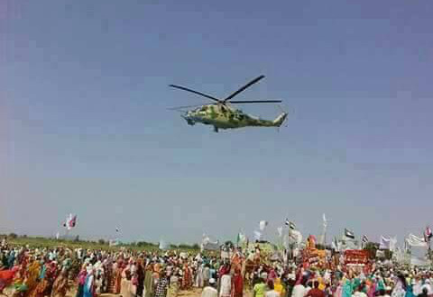 SAF Helicopter over Kalma IDP camp 22 September 2017